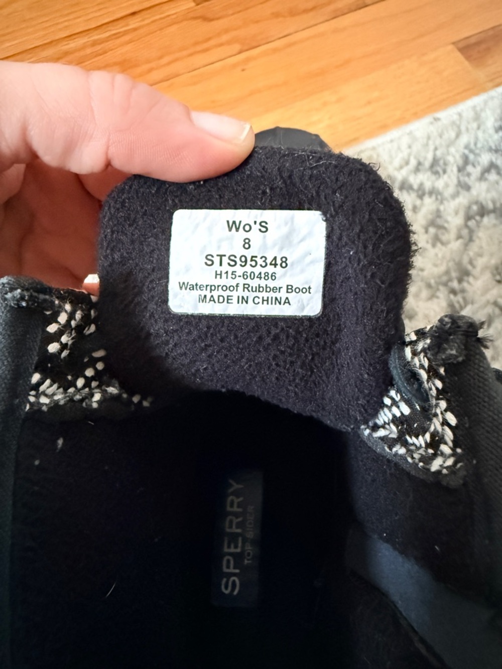 Sperry Black and Ivory rain boots - Picture 5 of 6